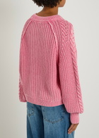 Free People Frankie Cable-knit Jumper Light Pink