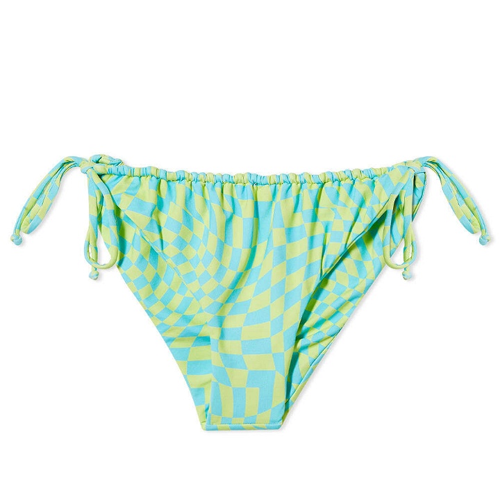 Photo: It's Now Cool Women's Gathered Tie Bikini Pant in Lime Wave Cheque