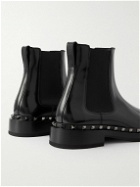 Valentino Garavani - M-Way Rockstud Beatle Patent-Leather Chelsea Boots - Black