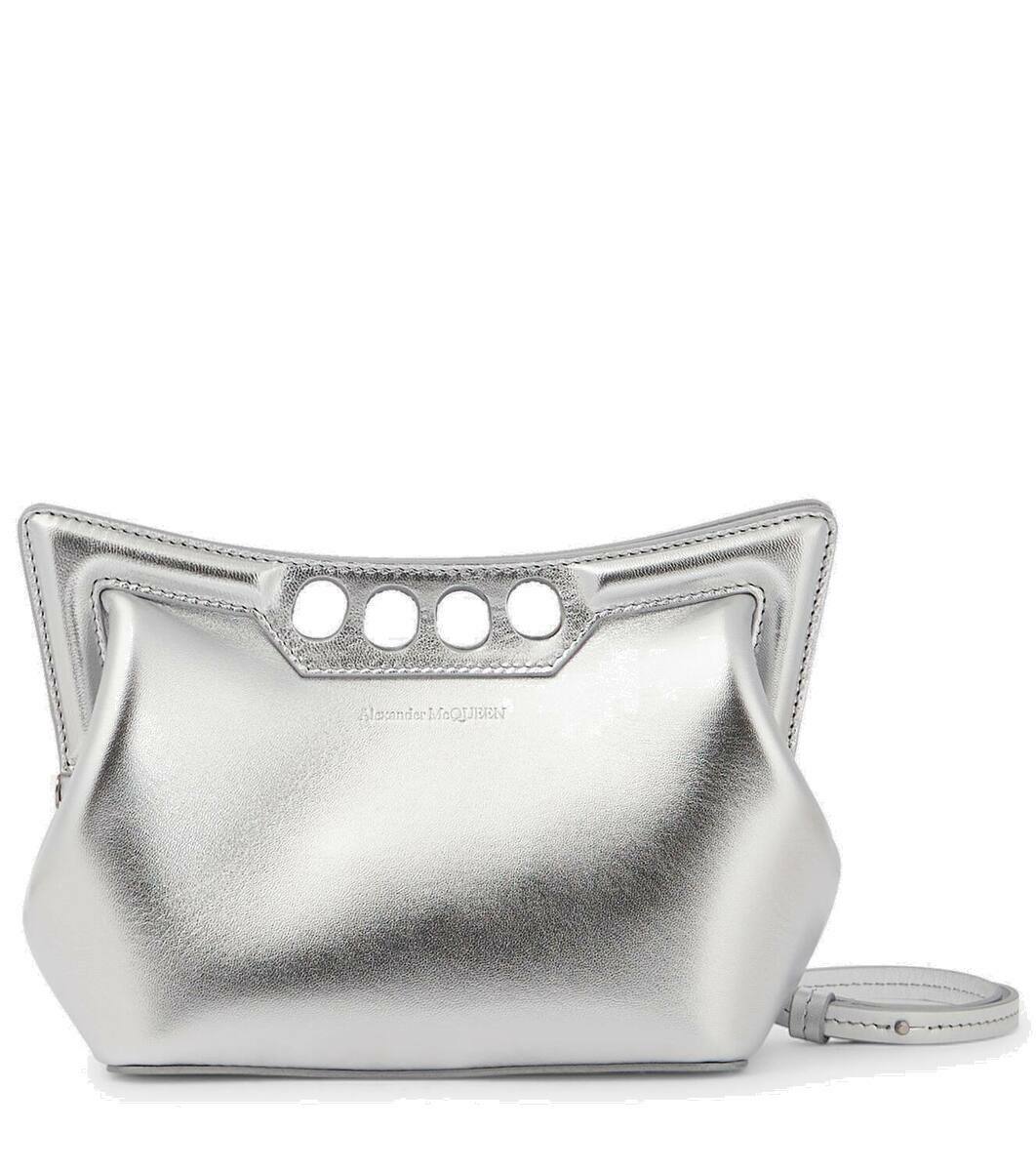Alexander McQueen The Peak Mini metallic leather shoulder