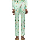 Casablanca Green Silk Apres Soiree Suit Trousers