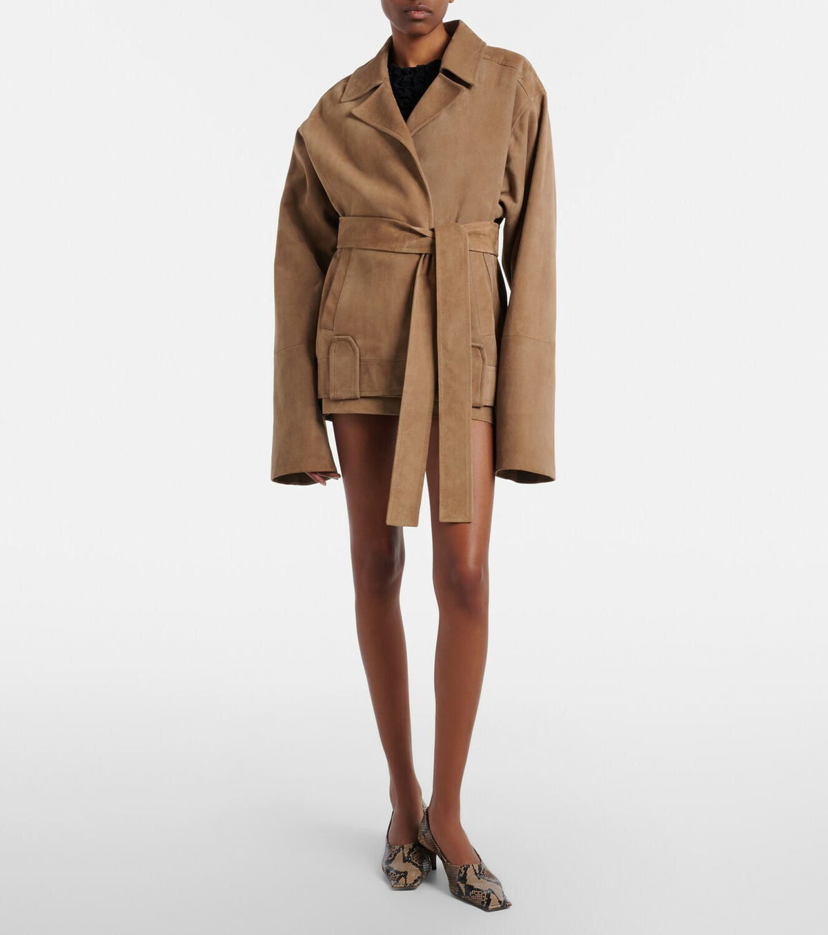 Khaite Jett suede miniskirt