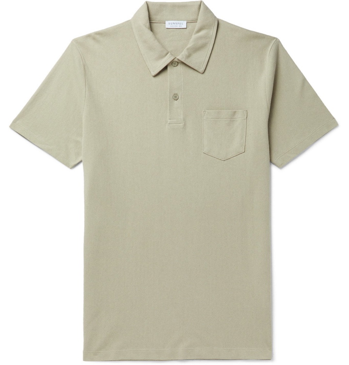 Photo: Sunspel - Riviera Slim-Fit Cotton-Mesh Polo Shirt - Green