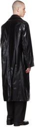 AMOMENTO Black Glossy Long Coat