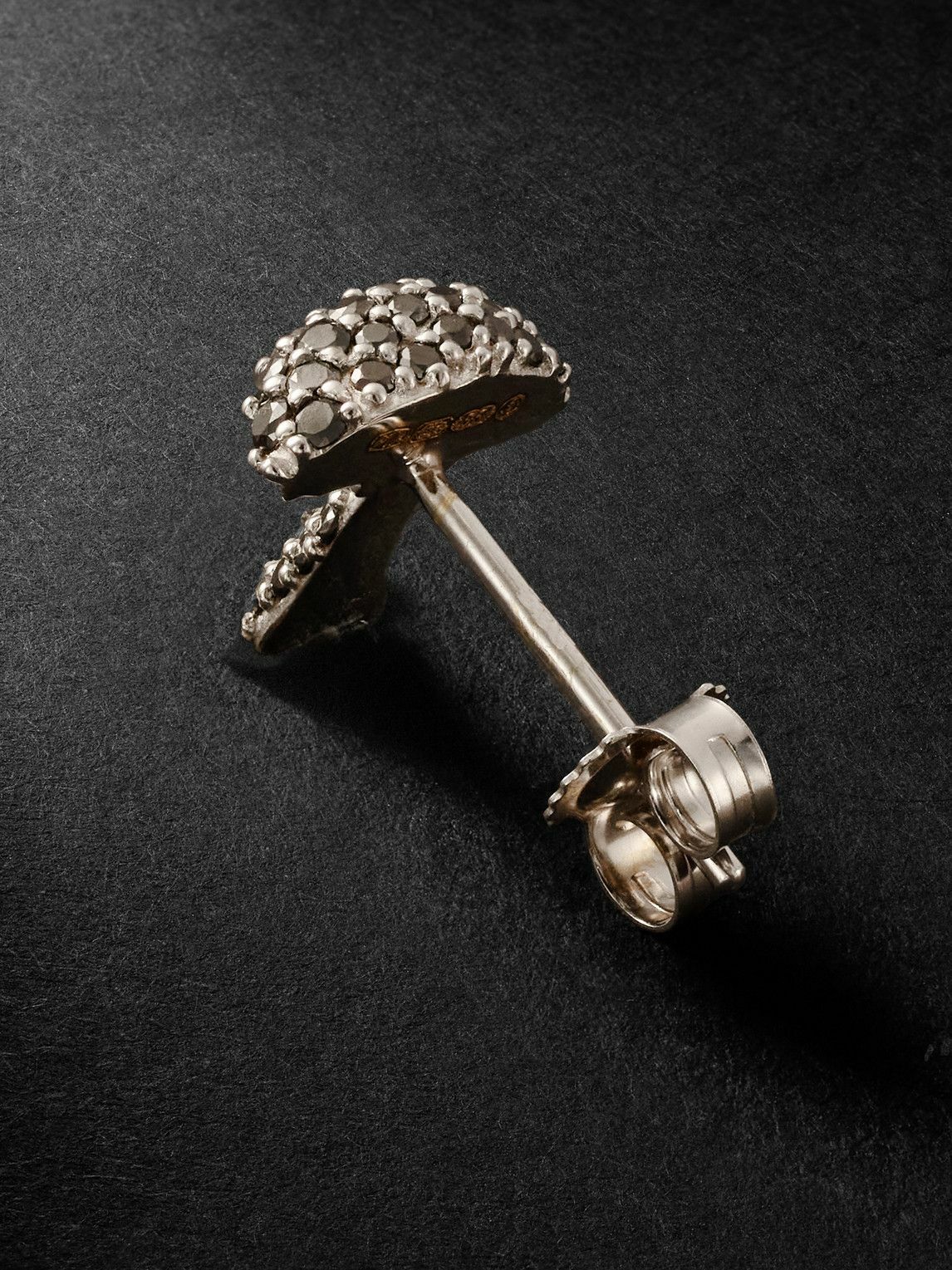 PATTARAPHAN - Tiny Pavé Shroom 14-Karat White Gold Sapphire Single Earring
