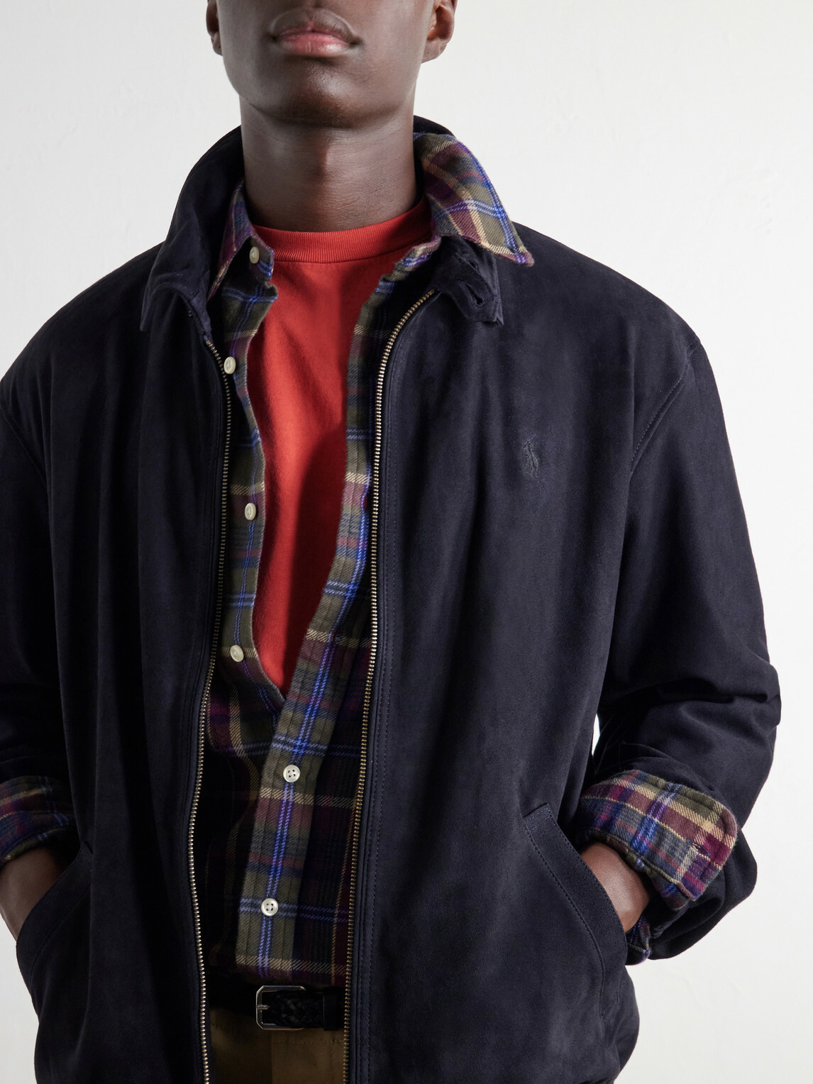 Polo Ralph Lauren - Logo-Embroidered Suede Jacket - Blue