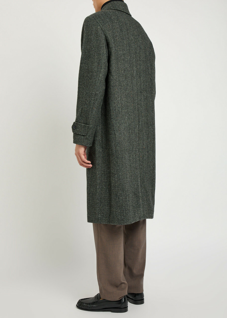 Les Deux Maximillian Herringbone Wool-blend Coat Black