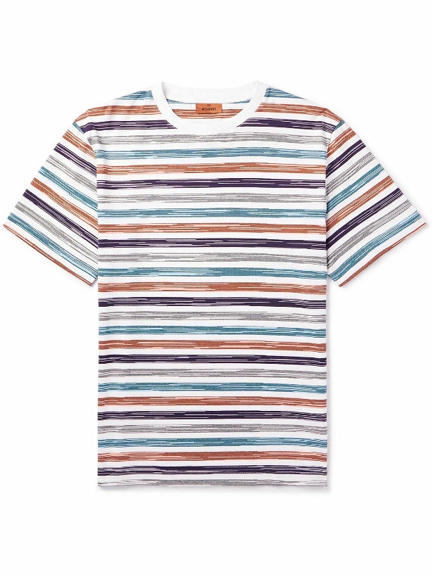 Photo: Missoni - Striped Space-Dyed Cotton-Jersey T-Shirt - White