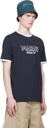 Marni Navy Cotton Contrast Trims T-shirt