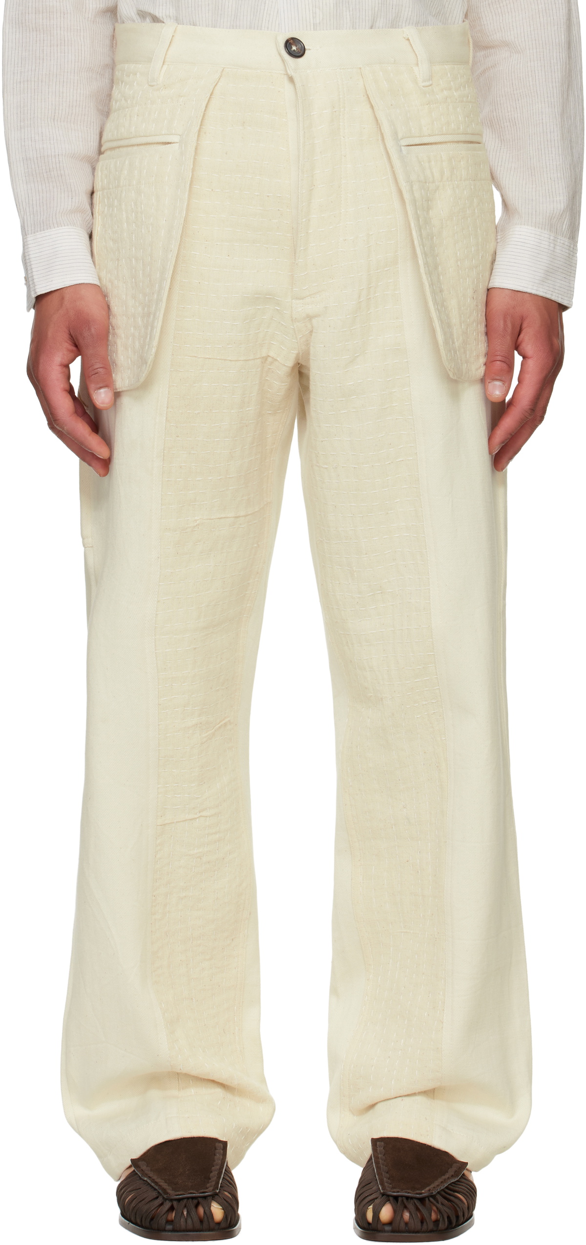Kartik Research Beige 3D Pocket Jeans