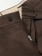 Stòffa - Straight-Leg Pleated Linen Trousers - Brown