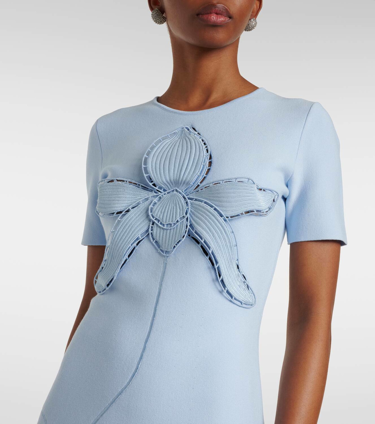 Oscar de la Renta Orchid-appliqué jacquard cocktail dress Oscar de la Renta
