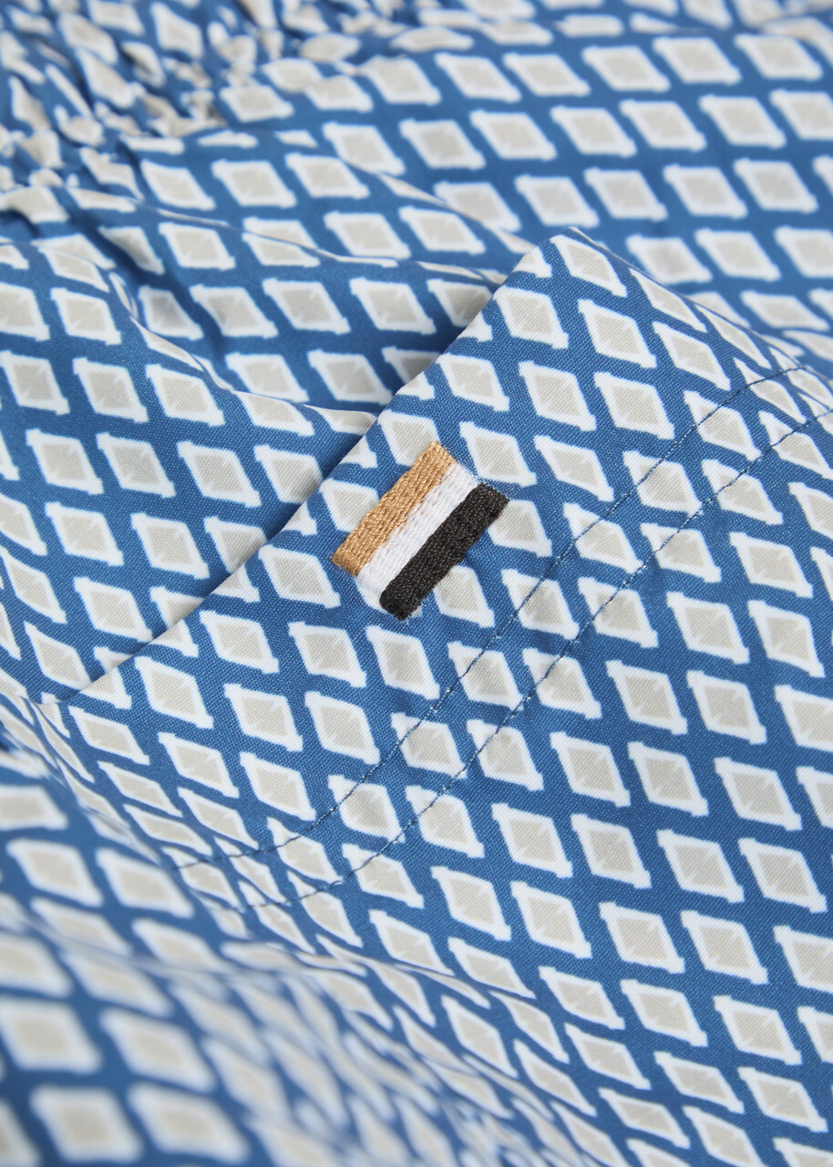 Boss Patterned Shell Swim Shorts Blue