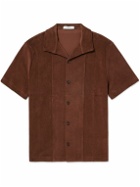 Mr P. - Panelled Cotton-Terry Shirt - Brown