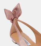 Aquazzura Bow Tie metallic leather ballet flats