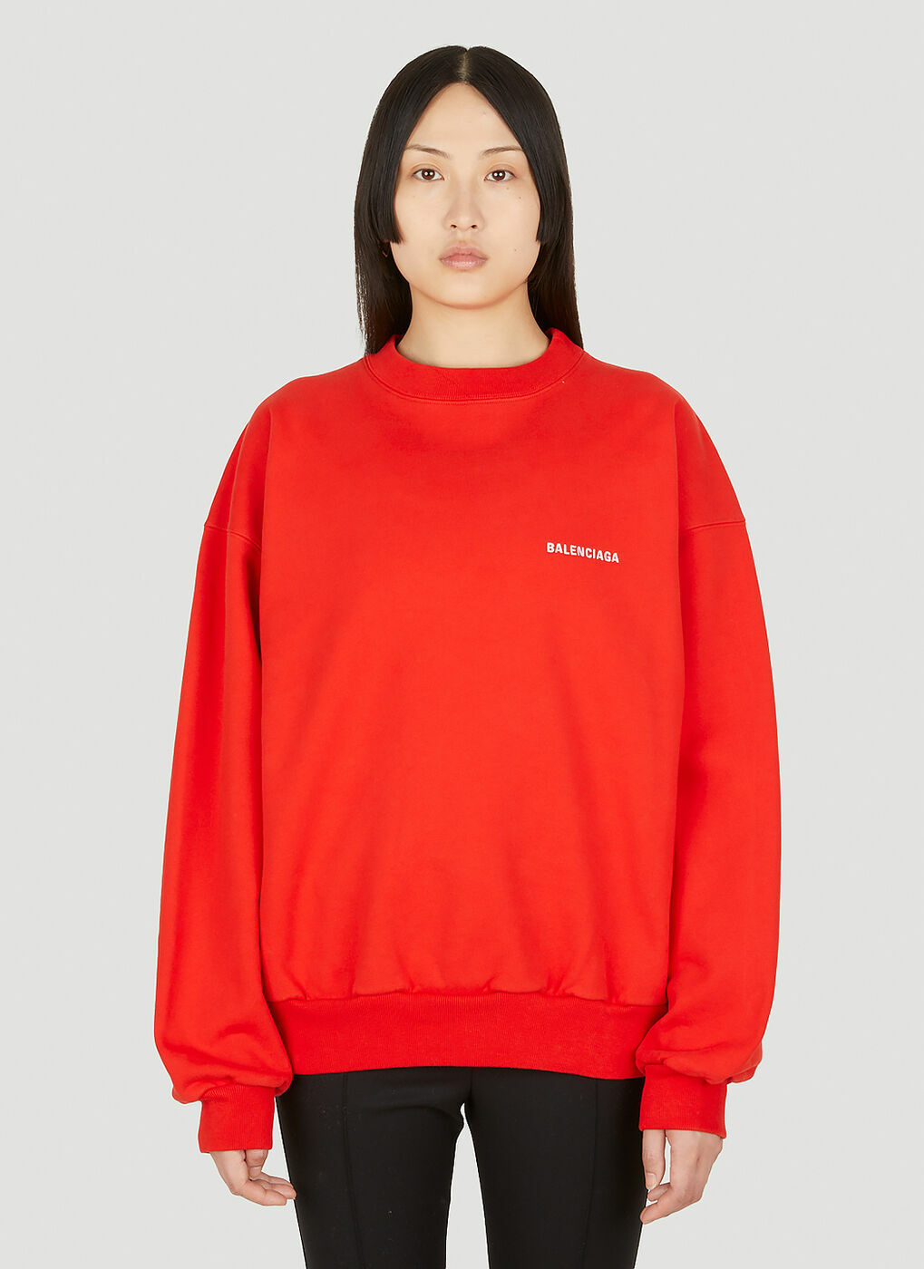 Regular Crewneck Sweatshirt in Red Balenciaga