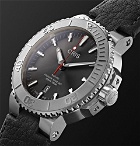 Oris - Aquis Date Relief Automatic 43.5mm Stainless Steel and Leather Watch - Black