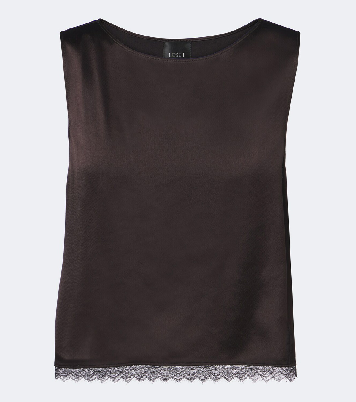 Leset Barb lace-trimmed satin crop top