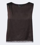 Leset Barb lace-trimmed satin crop top