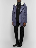 Yves Salomon - Shearling-Trimmed Cotton Hooded Parka with Detachable Down Lining - Blue