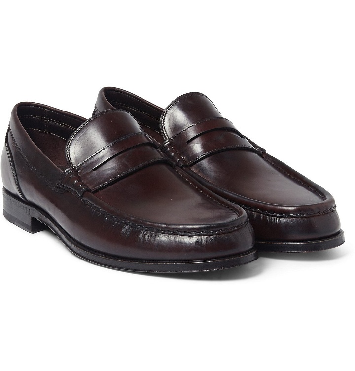 Photo: BRIONI - Leopold Polished-Leather Loafers - Burgundy