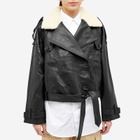 Meotine Women's Bobby Leather Jacket With Fur Collar in Black