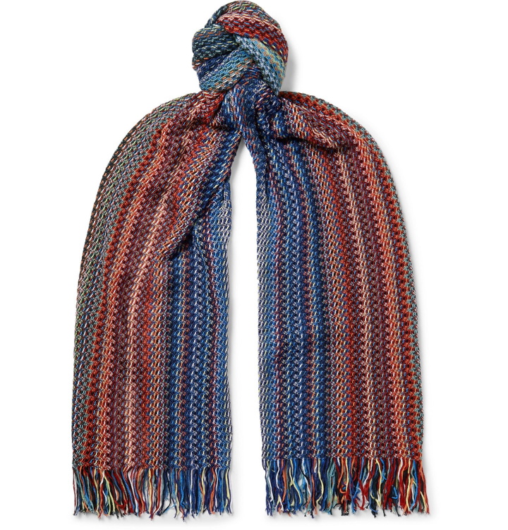 Photo: Missoni - Fringed Crochet-Knit Striped Wool Scarf - Multi