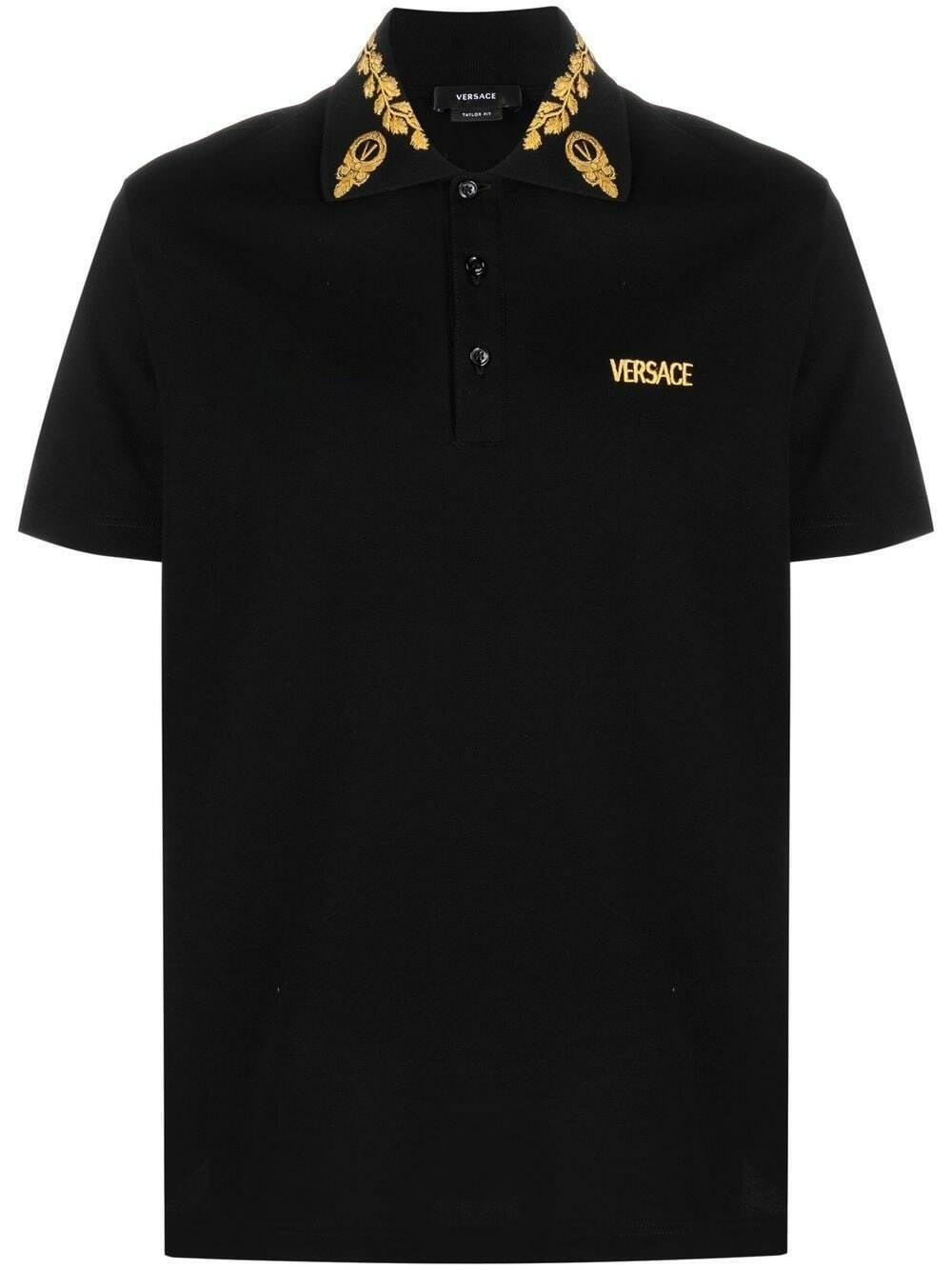 VERSACE - Logo Pique Cotton Polo Shirt Versace