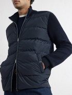 Herno - Waffle-Knit Wool-Trimmed Quilted Shell Down Jacket - Blue