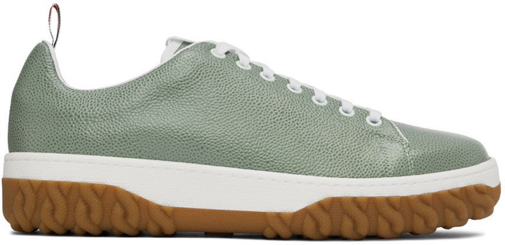 Photo: Thom Browne Green Cable Knit Court Low-Top Sneakers