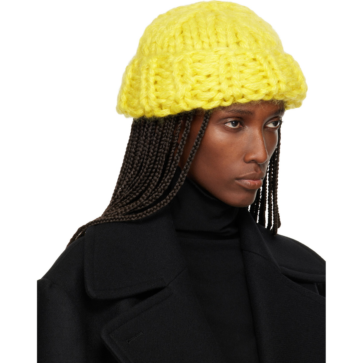 ISSEY MIYAKE Yellow November Silk Mohair Beanie