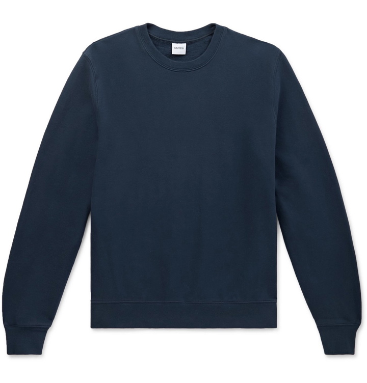Photo: Aspesi - Loopback Cotton-Jersey Sweatshirt - Blue