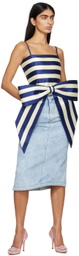 KIMHĒKIM Blue Asymmetric Denim Midi Skirt