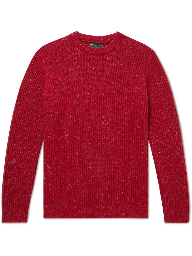 Photo: Purdey - Ribbed Donegal Merino Wool Sweater - Red