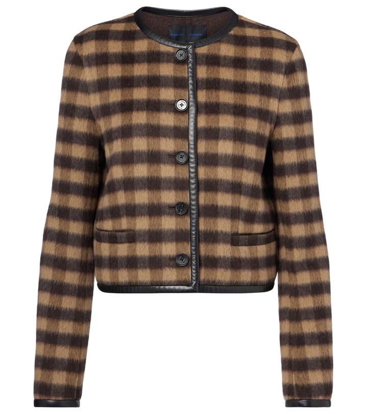 Photo: Proenza Schouler Checked leather-trimmed wool-blend jacket