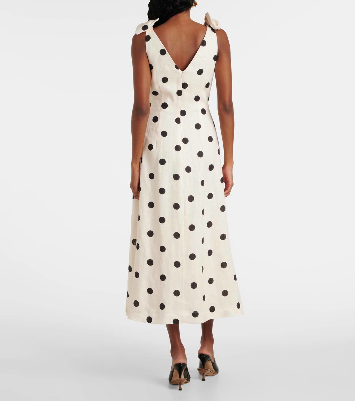 Zimmermann Polka-dot bow-detail linen midi dress Zimmermann