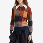 TOGA ARCHIVES Women's TOGA Check Knit Polo Shirt in Dark Red