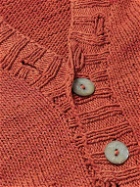 Karu Research - Distressed Intarsia Cotton Cardigan - Orange
