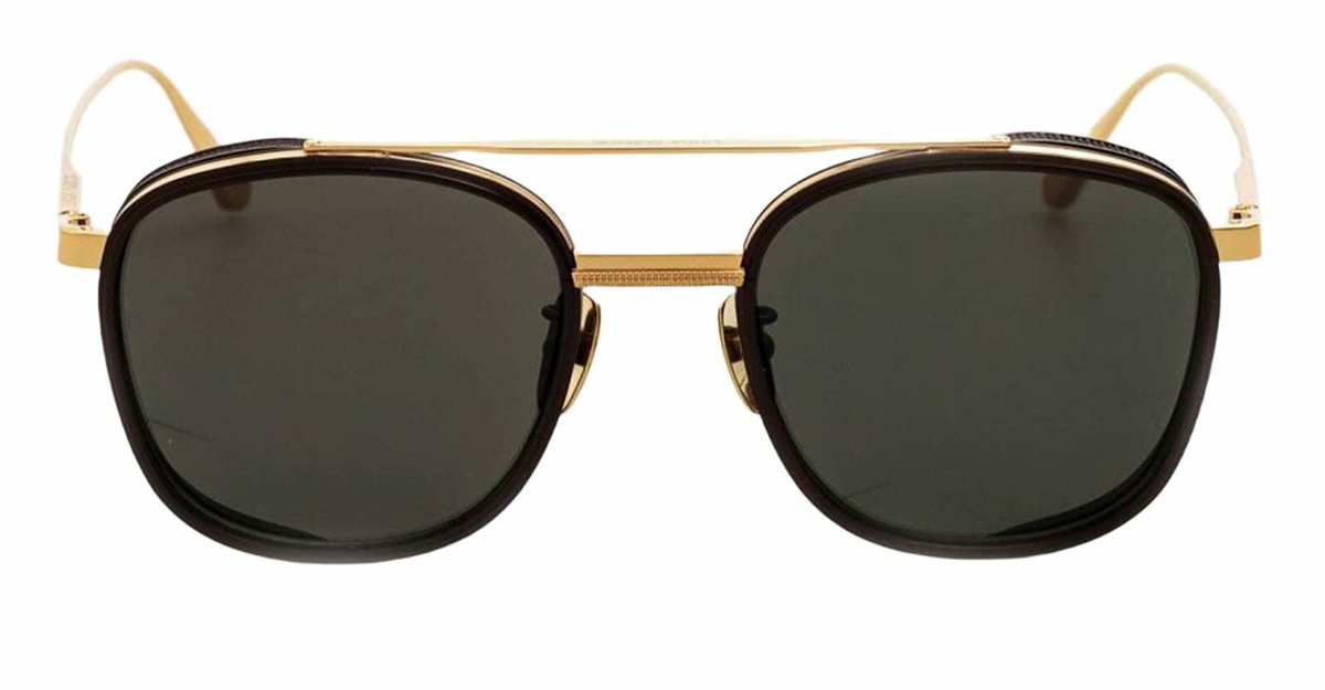 Linda Farrow Varo - Yellow Gold / Black / Grey Lens Sunglasses