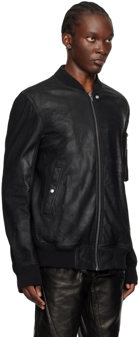 Rick Owens Black Porterville Classic Flight Leather Jacket Rick Owens