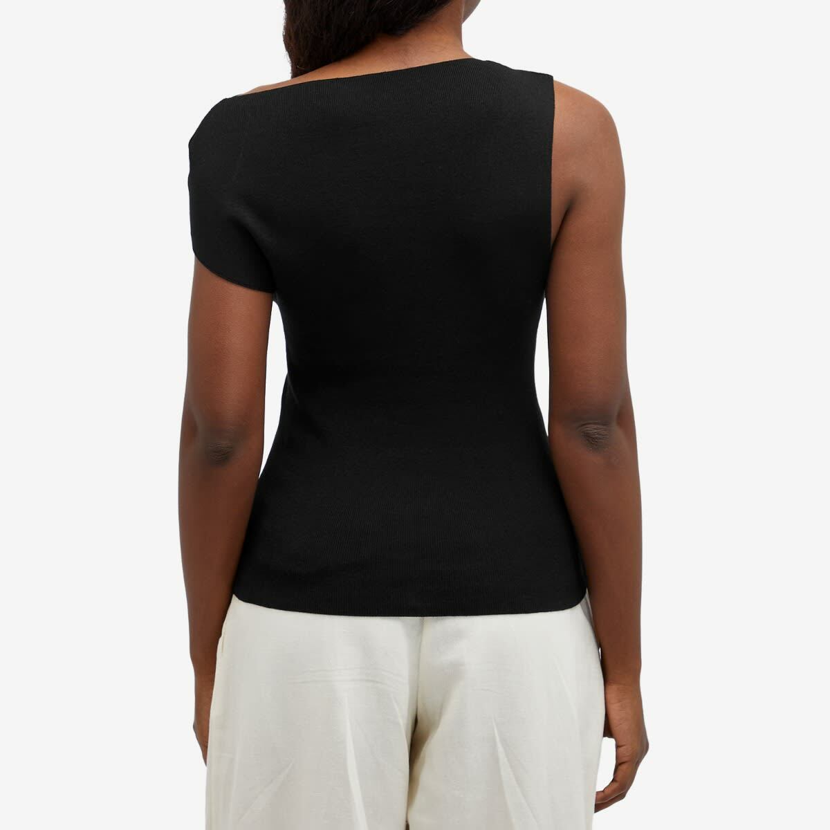 ST. Agni Women's Asymmetric Knit Top in Black