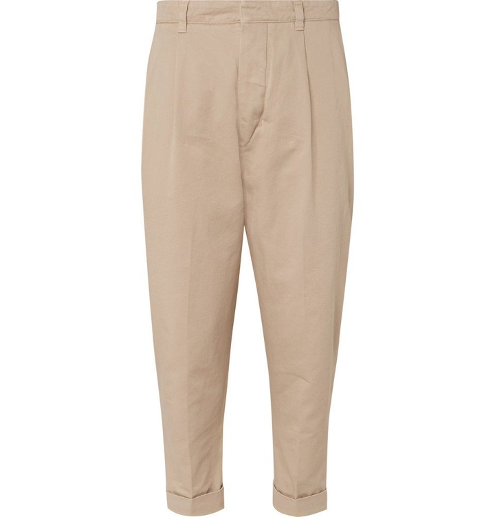Photo: AMI - Tapered Pleated Cotton-Twill Chinos - Beige