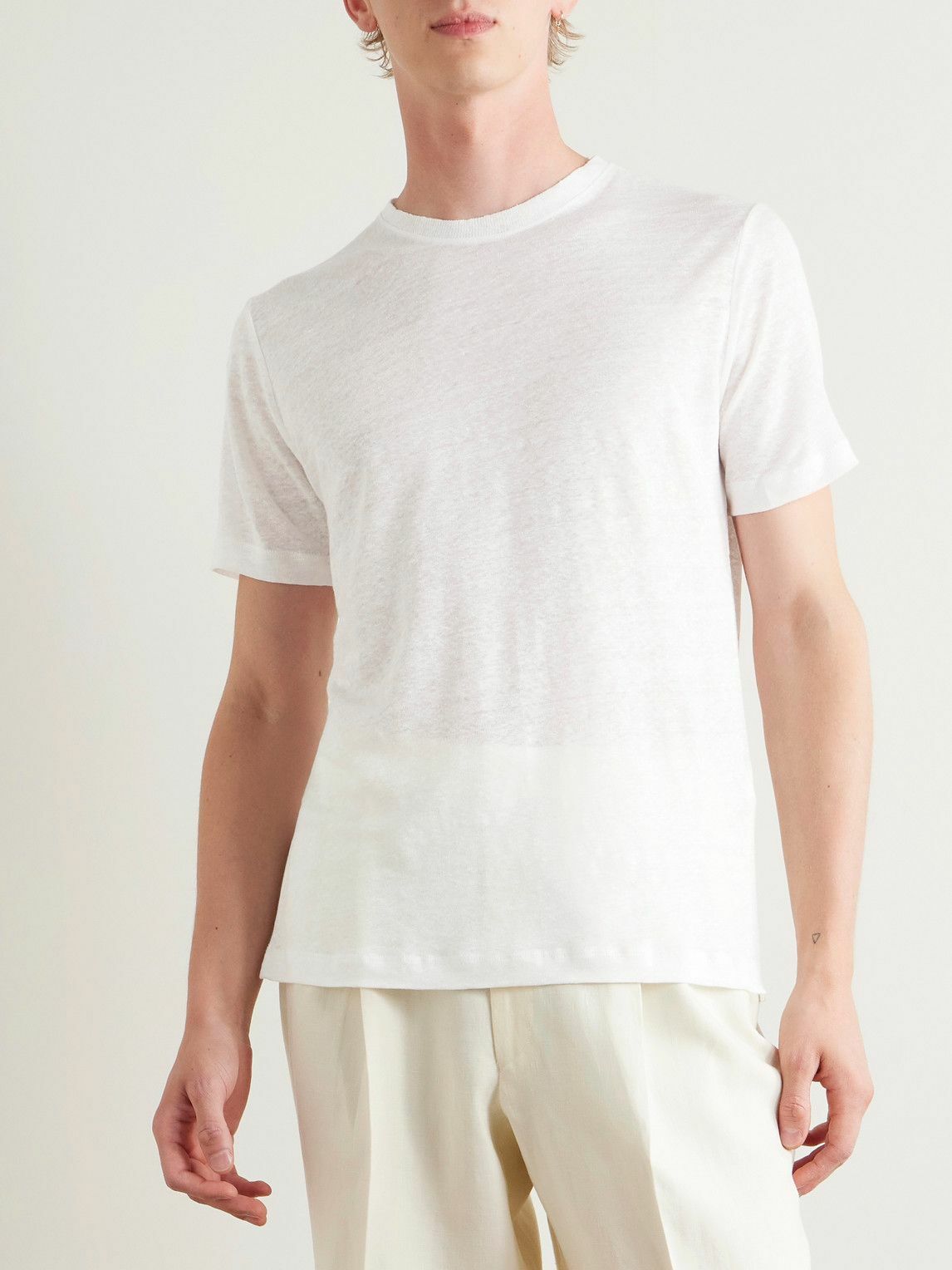 De Petrillo - Linen-Jersey T-Shirt - White