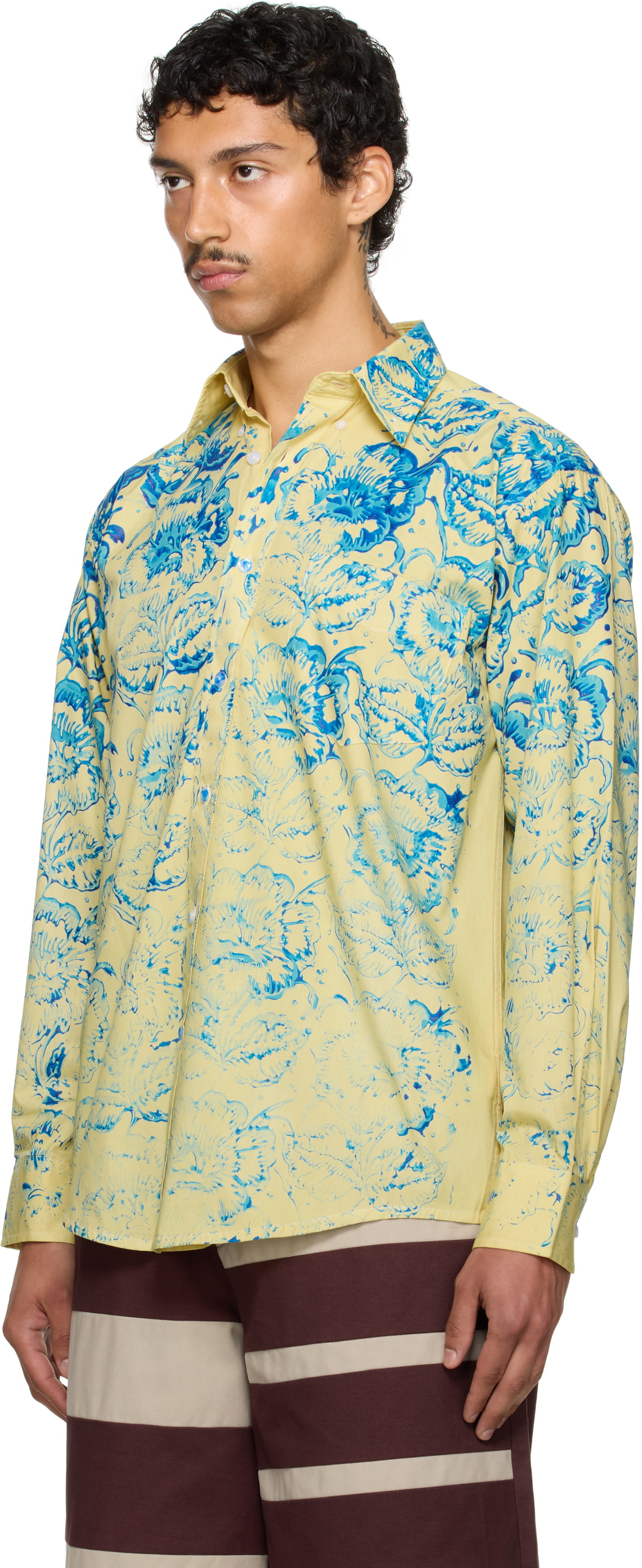 Stanley Raffington SSENSE Exclusive Yellow & Blue Floral Printed Shirt