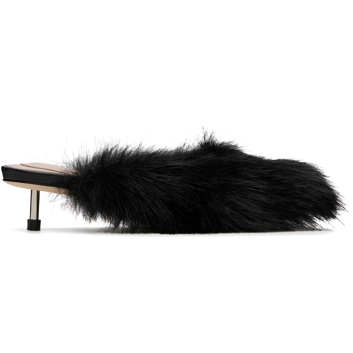 Simone Rocha Black Faux Fur Mule Heels