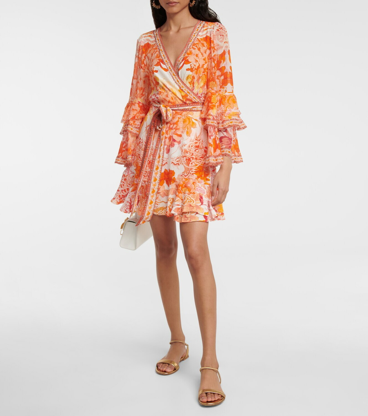 Camilla Embellished floral silk wrap dress