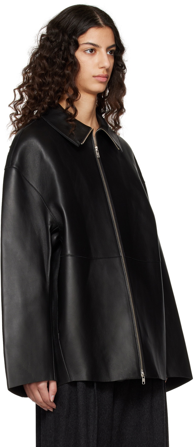 Teurn Studios SSENSE Exclusive Black Bonded Leather Jacket