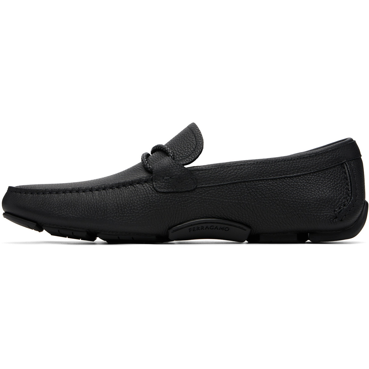 Ferragamo Black Gancini Driver Ornament Loafers