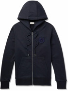 Moncler - Logo-Appliquéd Cotton-Jersey Zip-Up Hoodie - Blue