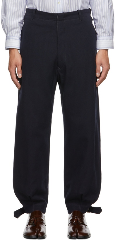 Photo: Maison Margiela Navy Wool Tapered Trousers
